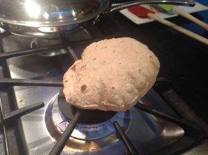 Roti: puffing up on burner