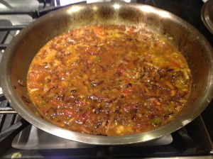 Browned onion tomato gravy