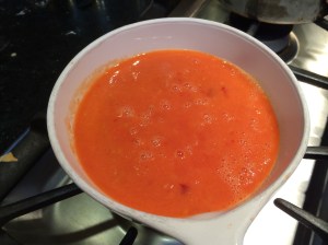 Tomato chutney on stovetop