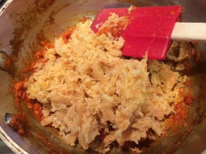 Pounded shrimp added