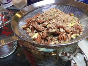 Straining ground pecans