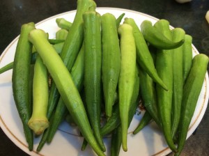 Pound of okra pods