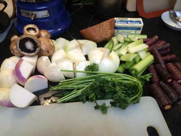 Vegetables roasted with turkey