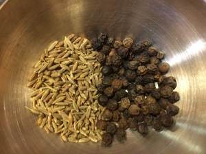 Whole black pepper and cumin
