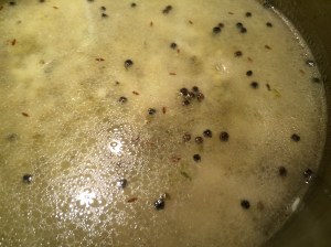 Black pepper floating to the top