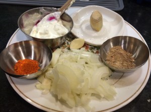 Flavor ingredients: yogurt, onions, garlic, ginger, chaat masala, red chili powder