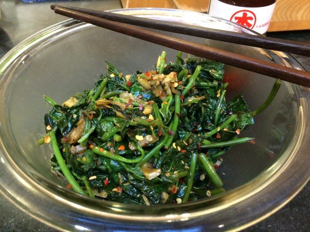 Sweet potato greens stir-fry